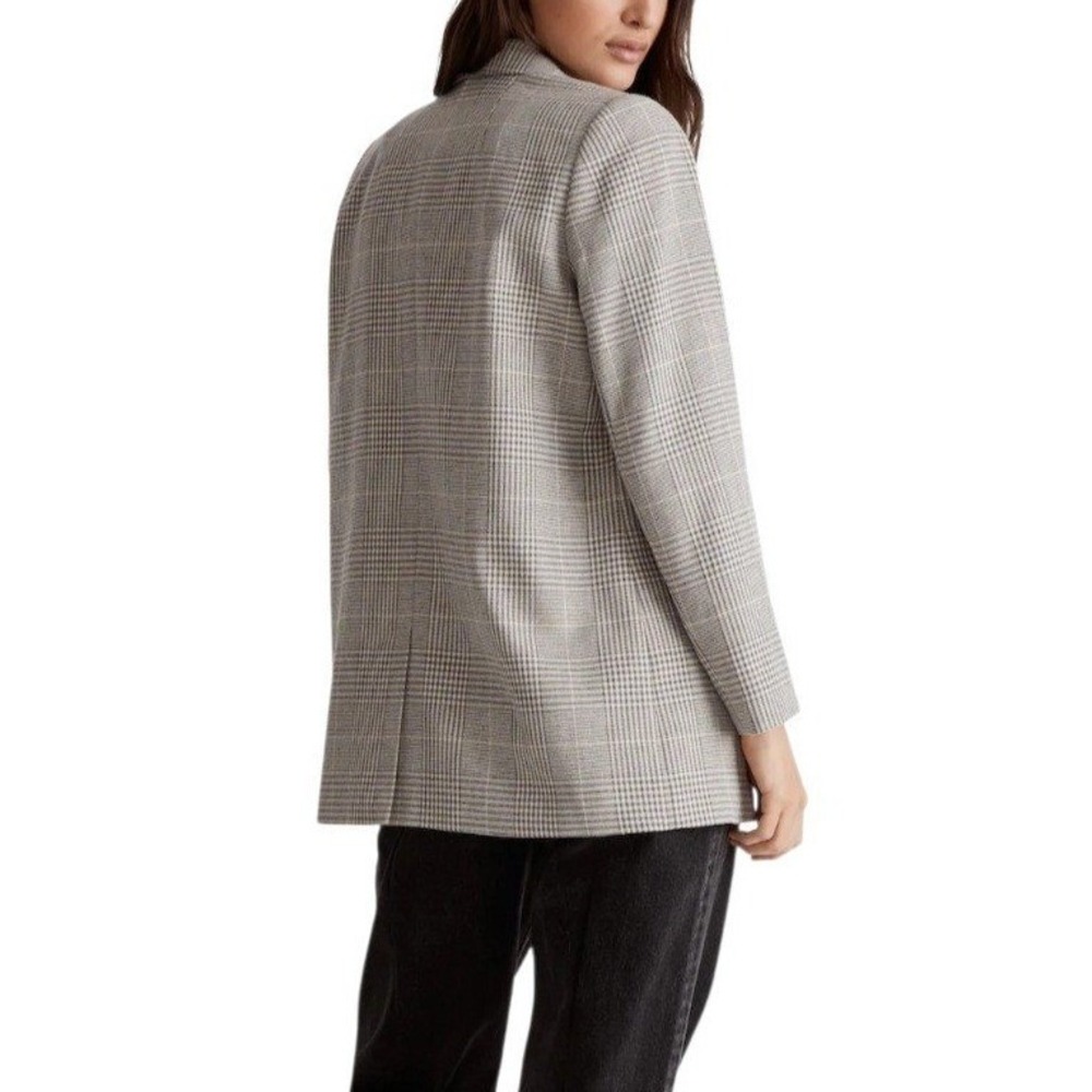 Madewell Dorest Blazer Jacket Galloway Plaid Gray Button Slouchy Oversized Small - Picture 2 of 9